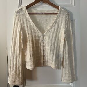 NWOT basket weave stitch long sleeve sweater tee